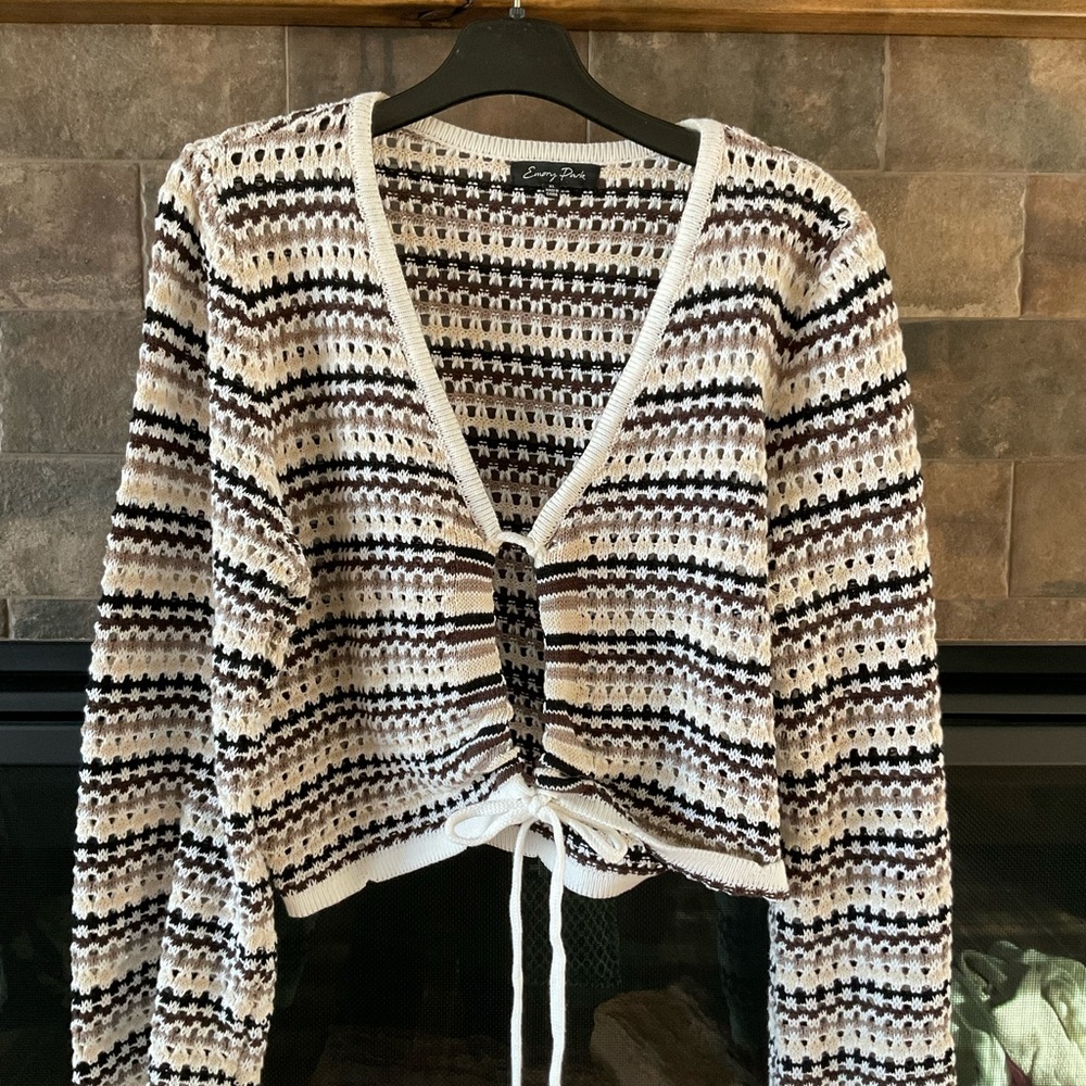 Emory Park Black and White Striped Cardigan